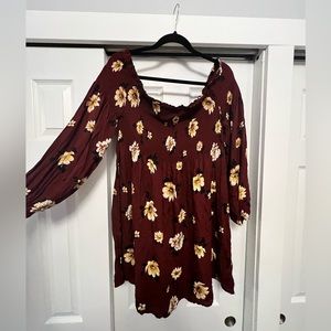 Target - Xhiliration - Floral Smocked Off-the-shoulder Dress